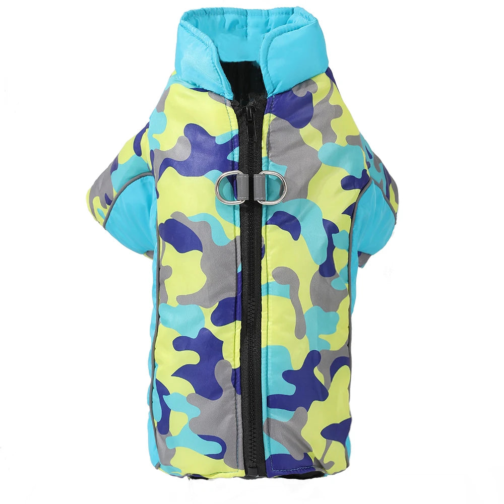 Warm Pet Clothes With D-ring Reflective Dog Jumpsuit For Small Medium Dogs Camouflage Puppy Coat For Winter Chihuahua Pug Jacket