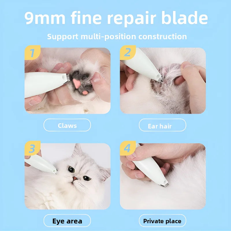 Pet electric clipper, pet foot hair trimmer, 360 ° pet hair trimmer, pet beauty and hairdressing trimmer, USB charging 500mah