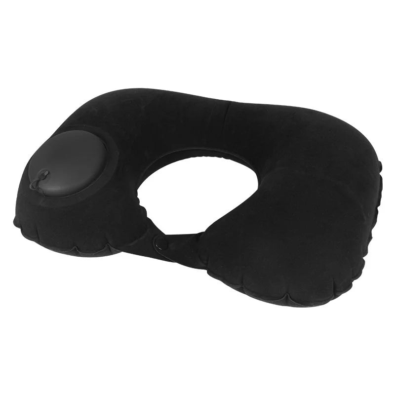 Portable Press‑to‑Inflate U‑Shape Inflatable Neck Pillow Soft Air Support Travel Pillow Comfort Sleeping Cushion for Flight Car