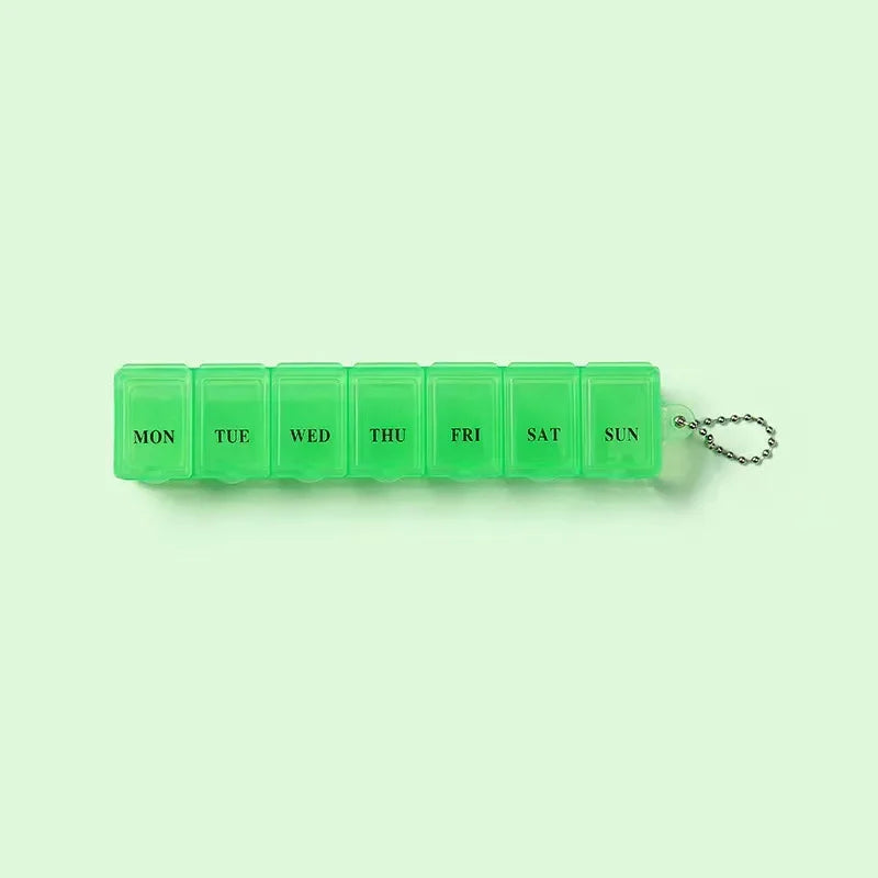 Mini Portable Transparent Medicine Box Waterproof Week-long Day-of-the-week Divider Small Pill Organizer Rectangle