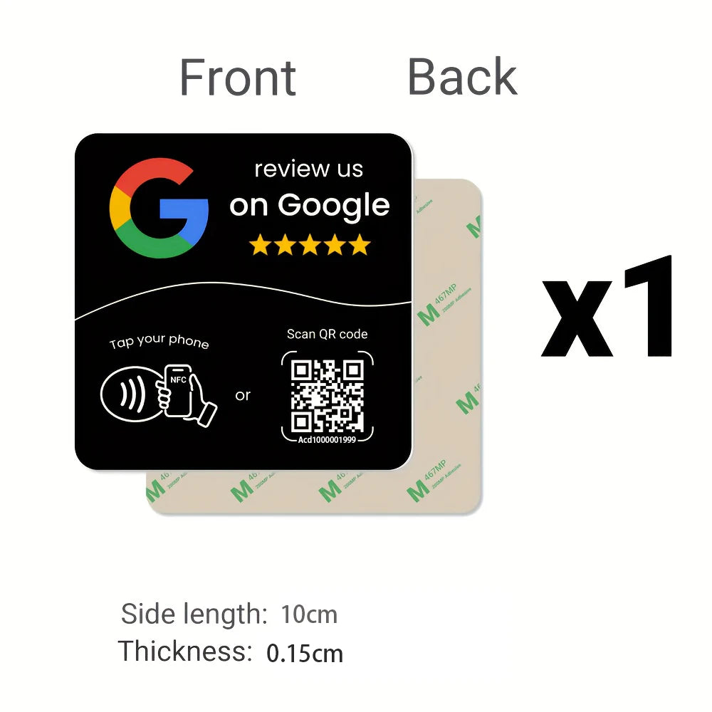 HACHANLUN programmable NFC 215 square for Google Review Card NFC Station Table 13.56Mhz QR code editable Standing Card