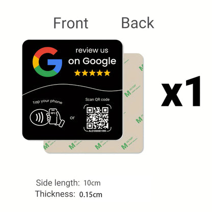 HACHANLUN programmable NFC 215 square for Google Review Card NFC Station Table 13.56Mhz QR code editable Standing Card
