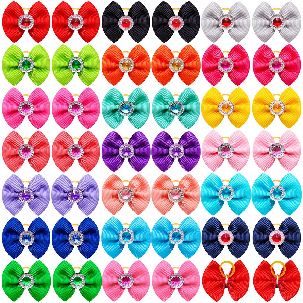 10/20/50PCS Dog Bow Puppy Grooming Accessories Decoration Cats Dogs Hair Bow Wholesale Multicolour Bow Rubber Band Pet Supplies