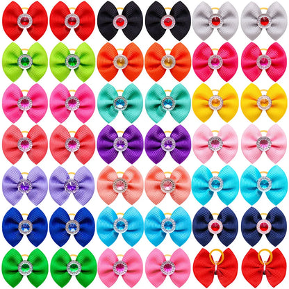 10/20/50PCS Dog Bow Puppy Grooming Accessories Decoration Cats Dogs Hair Bow Wholesale Multicolour Bow Rubber Band Pet Supplies