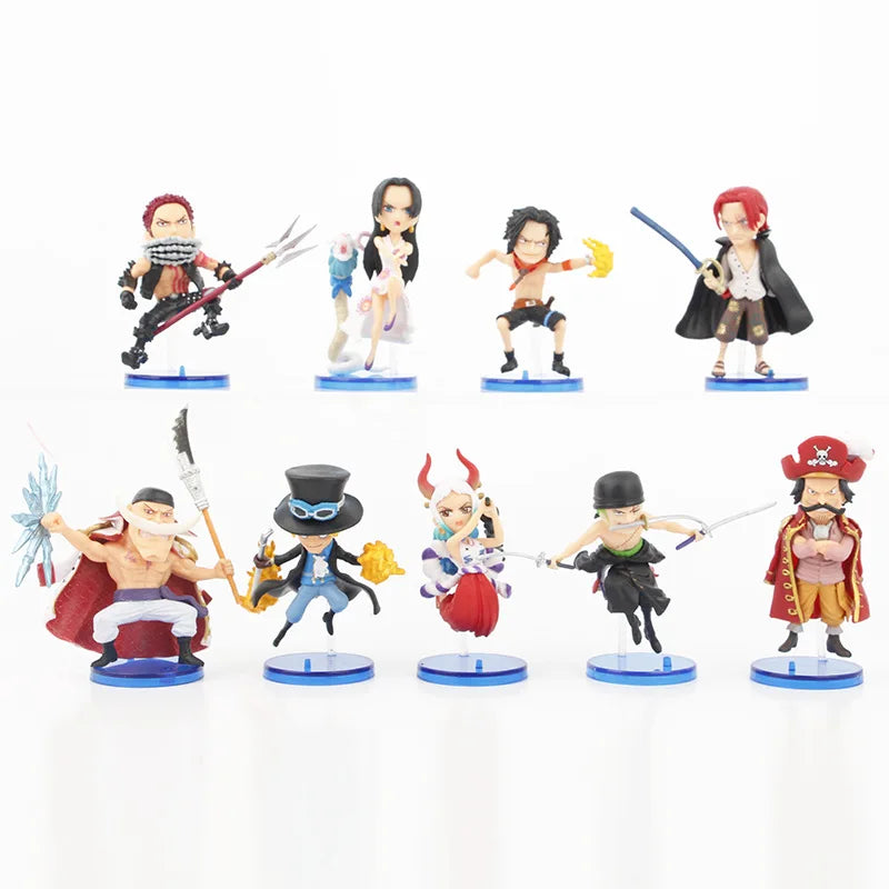 9pcs/set One Piece Zoro Ace Sabo Shanks Edward Hancock Yamato Katakuri Roger Anime Figure Toys Collection Model Ornaments