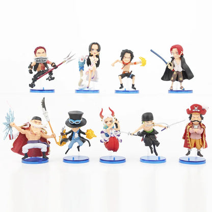 9pcs/set One Piece Zoro Ace Sabo Shanks Edward Hancock Yamato Katakuri Roger Anime Figure Toys Collection Model Ornaments