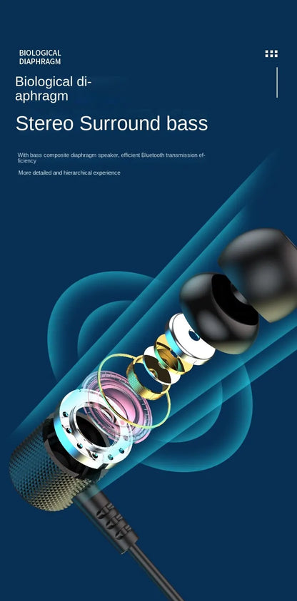 9D Bluetooth Earphones Wireless Headphones Magnetic Sport Neckband Neck-hanging TWS Earbuds Wireless Blutooth Headset with Mic