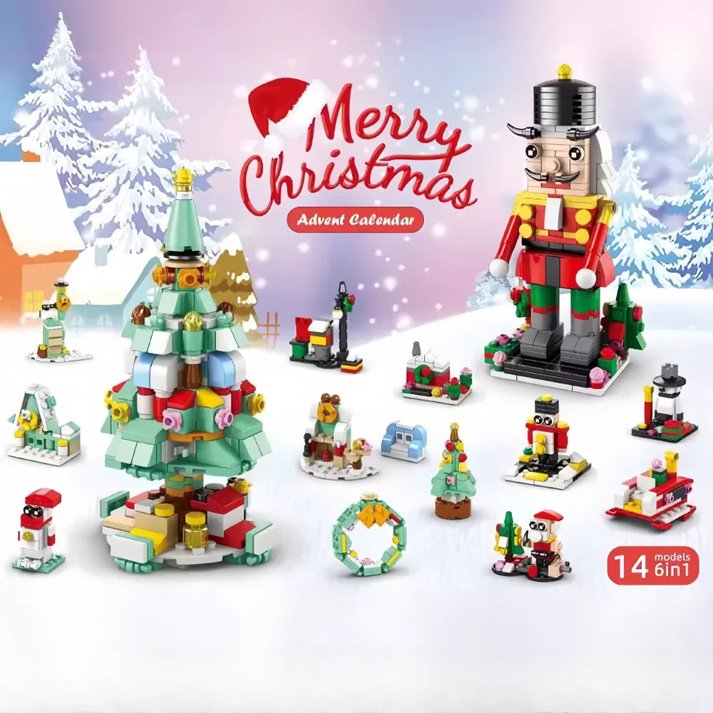 Knew Built Christmas Gift Building Blocks Toys - Fun Blind Box Game Santa Christmas Tree Train Reindeer Shoes - Perfect for Kids