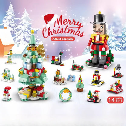 Knew Built Christmas Gift Building Blocks Toys - Fun Blind Box Game Santa Christmas Tree Train Reindeer Shoes - Perfect for Kids