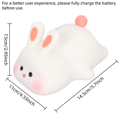 Cute Rabbit Night Light,Touch-Control Bedside Sleep Lamp,Timer, Animal Design,Ideal for Home Decor,New Year/Valentine's Day Gift