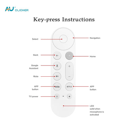 New RC-BT1991-V1 Replacement Remote Control Fit For Google TV Streamer 4K HDR Voice Remote Control with Find My Remote Feature