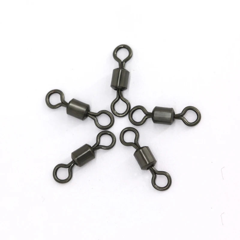 50Pcs Carp Fishing Swivel Rolling Barrel Snap Matte Black Lure Hook Line Connector Fishing Tackle Supplies Accessories Pesca