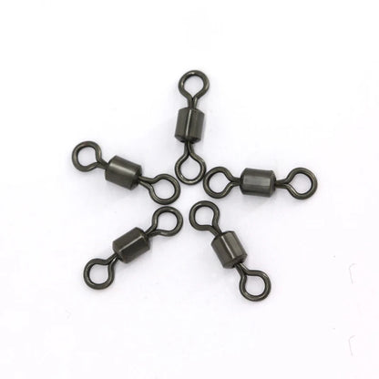 50Pcs Carp Fishing Swivel Rolling Barrel Snap Matte Black Lure Hook Line Connector Fishing Tackle Supplies Accessories Pesca