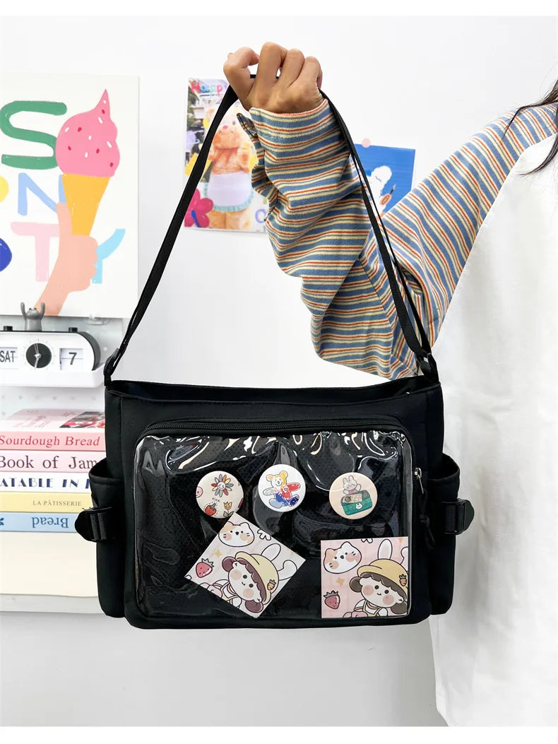 College Style Crossbody Bag with Large Capacity for Class Book Carrying Mailman Bag for Girls Casual Shoulder Crossbody Bag