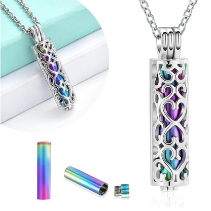 Hollow Cylinder Vial Urn Necklace for Ashes for Women Men Cremation Jewelry Keepsake Memorial Human Pet Ashes Pendant