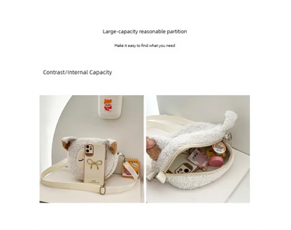 Japanese style cute bag for women cartoon plush shoulder bag for women new crossbody bag small mobile phone & wallet bag for wom