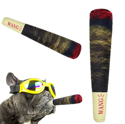 Funny Interactive Cigar Design Plush Dog Toy Squeaky Chew Toy for Teeth Grinding