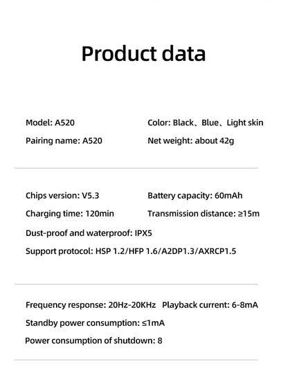 Wireless Bluetooth A520 Headset HD Sound Quality Stereo Universal Headset Touch Light Mini High Quality Earplugs Anti-Sweat