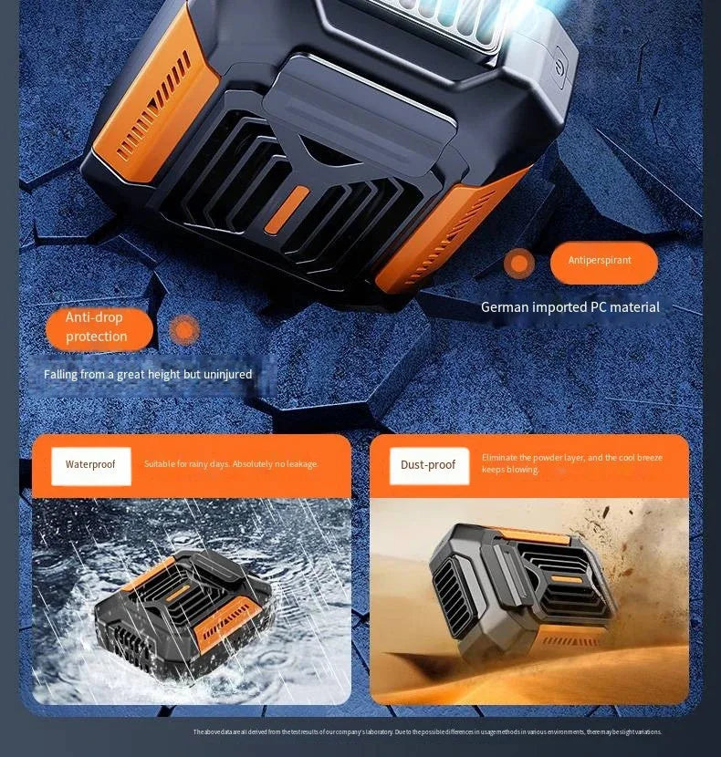 HOMFISH Personal Belt Clip Fan Portable Power Bank Flashlight Wearable Fan Hanging Neck Fan for Outdoor Works Hiking Camping