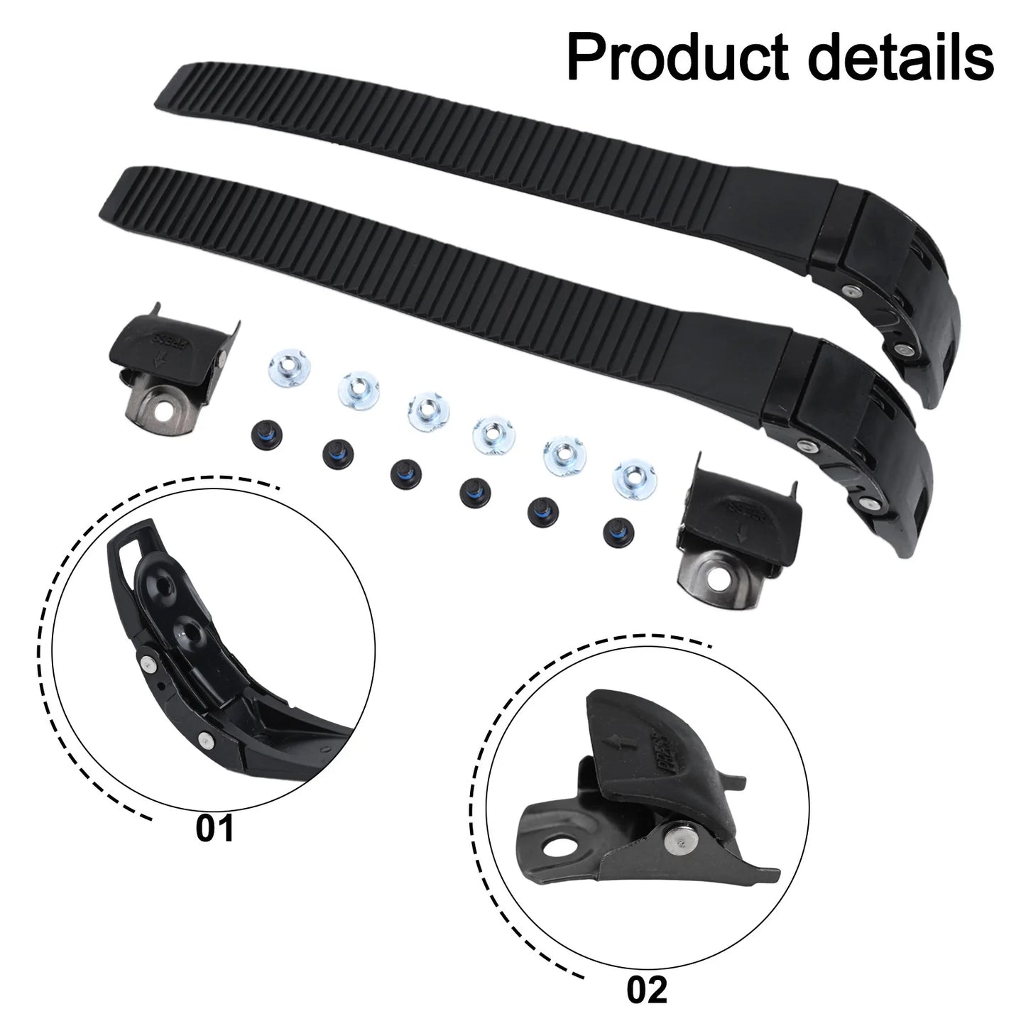 2 Sets Roller Skates Strap Fastening Straps Inline Skate Strap Buckle With Clamp Screws Nut Replacement
