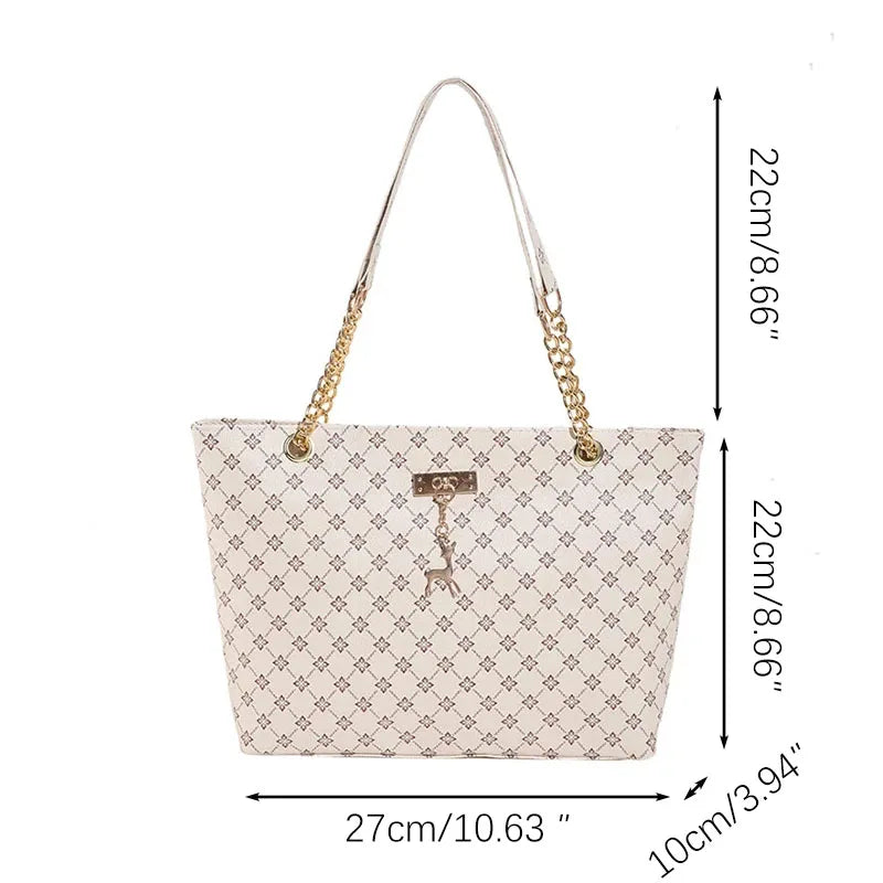 New Presbyopia Handbag Texture Soft Leather Large Capacity Tote Women Bag With Hanging Accessories Shoulder Bag