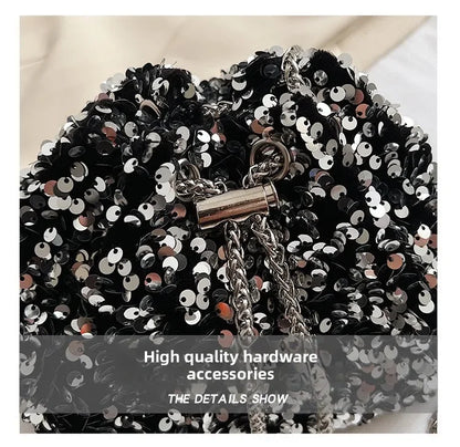 Crossbody Bags Sequin Women's New Korean Bucket Bag Bright Eyes Style Fashion Crossbody Dinner Single Shoulder Bags