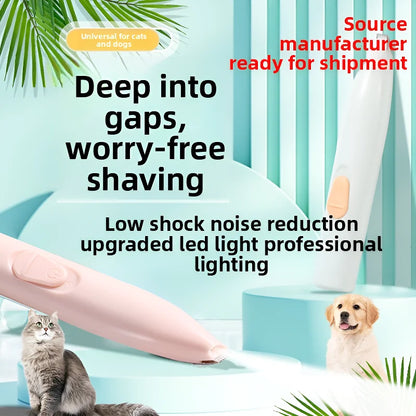 Pet electric clipper, pet foot hair trimmer, 360 ° pet hair trimmer, pet beauty and hairdressing trimmer, USB charging 500mah