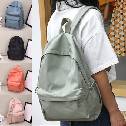 Lightweight Solid Color Backpack for High School Students Multifunctional Casual Bag School Travel Daily Use Simple Design