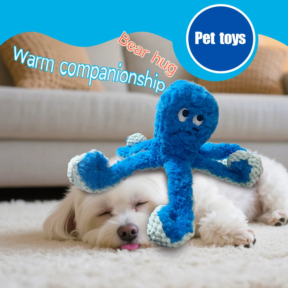 Octopus Pet Plush Toy Cat Dog Squeaker Squeaky Octopus Toy Bite Resistant Puppy Interactive Training Teeth Cleaning Chew Toys