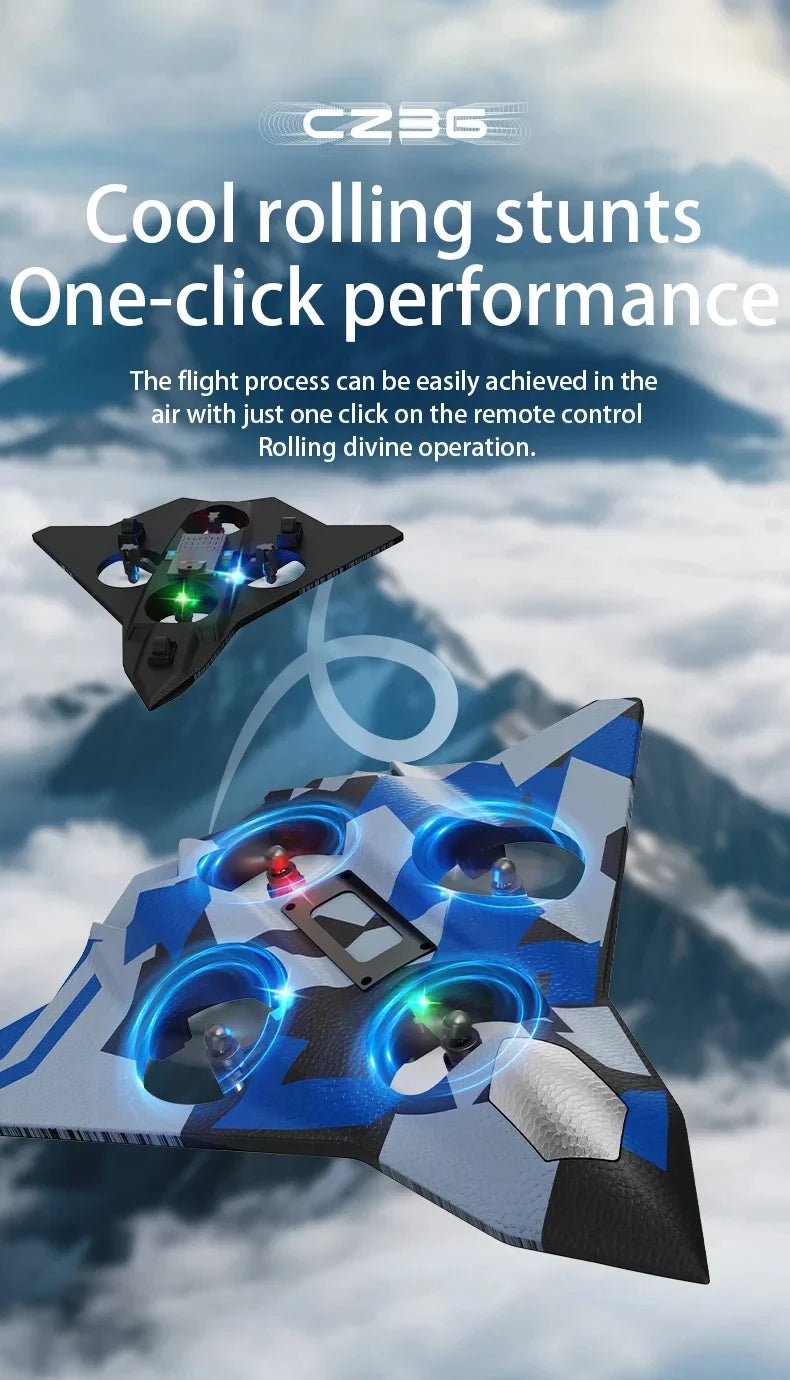 Remote Control Fighter Foam Glider Electric Stunt UAV Airplane Helicopter with LED Lights Aircraft Model RC Toy for Kids Boys