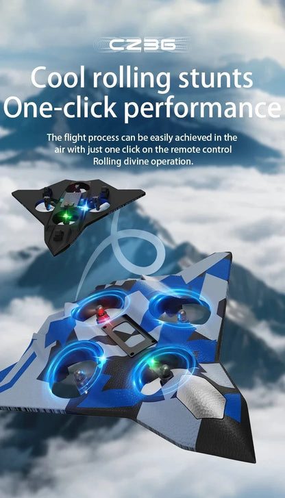Remote Control Fighter Foam Glider Electric Stunt UAV Airplane Helicopter with LED Lights Aircraft Model RC Toy for Kids Boys