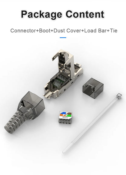 RJ45 Cat8 Cat7 Cat6A Connectors Metal Tool Free Easy Termination Plug 2000MHz 40G LAN Cable 22AWG - 24AWG Reusable Ethernet Plug