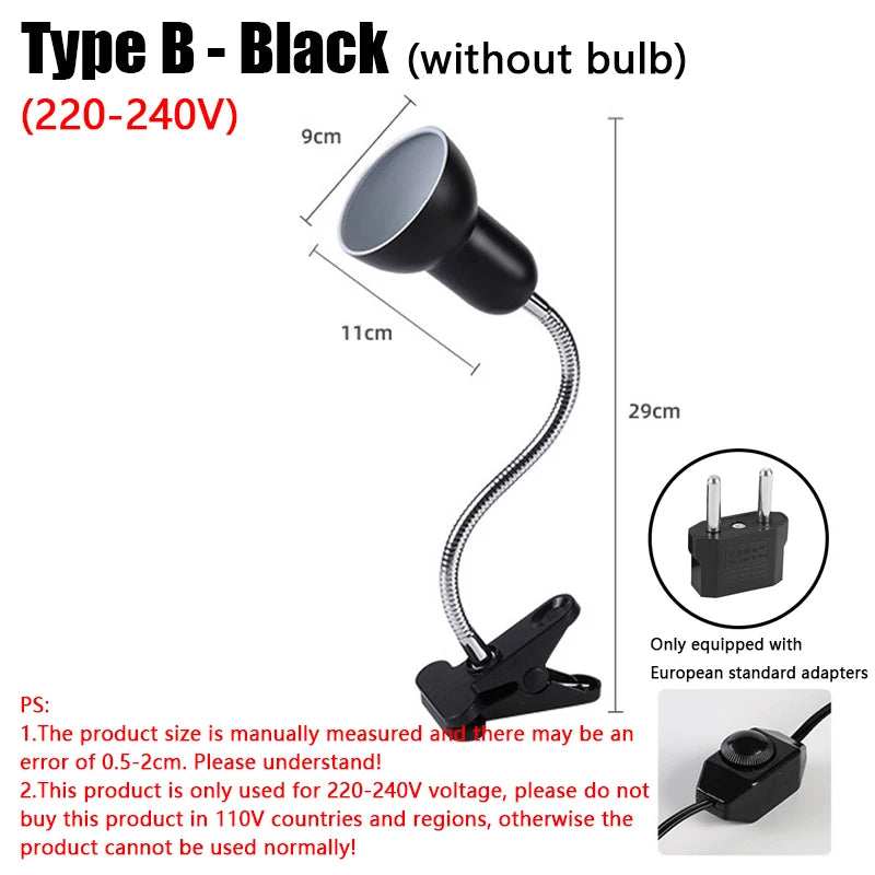 Reptile heating lamp holder UVA UVB Light Rotatable Basking Spot Light Simulated Sunlight For Turtle Lizard Dimmable 220-240V