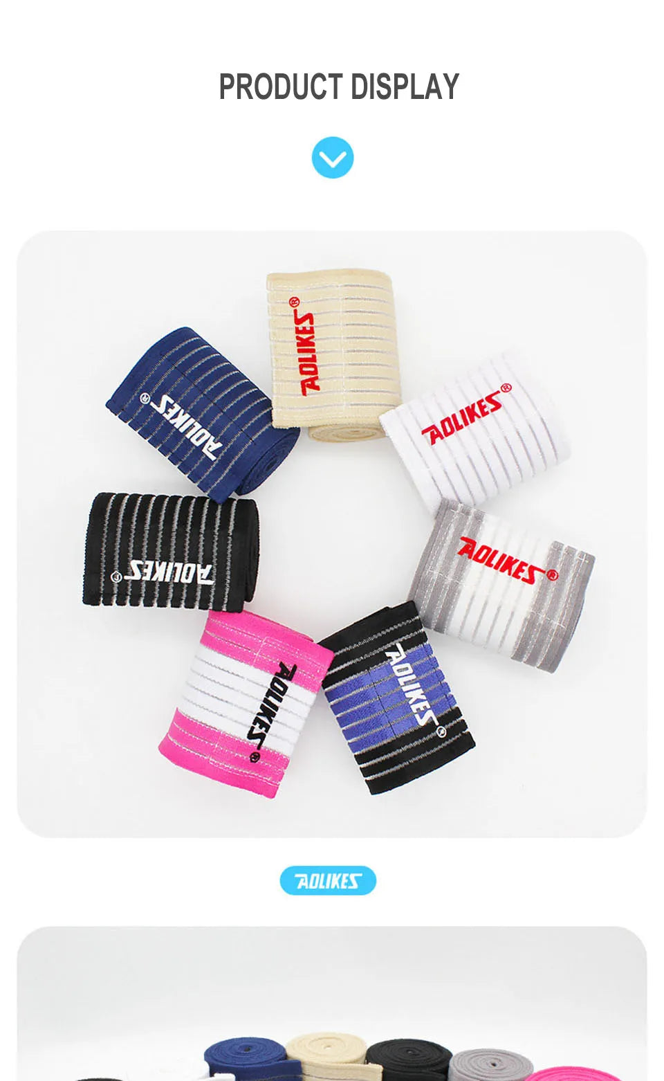 AOLIKES 1PC 40-180cm Compression Bandage Protector Knee Support Brace Sports Elastic Elbow Straps Leg Bands Bandage Workout Wrap