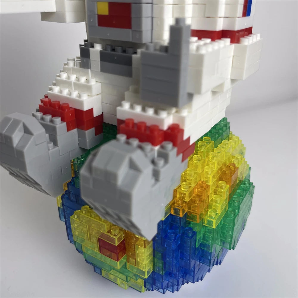 Astronaut Series Micro Mini Building Blocks with LED Lights, Enhances Desk Aesthetics, Pen Holder Assemble Brilliance the Cosmos