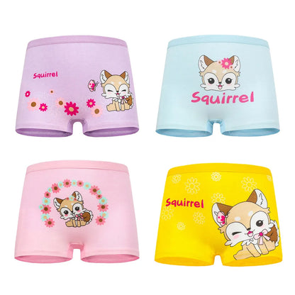 4 Pieces/lot Design Children's Girls Panties Cotton Soft Pretty Cartoon Unicorn Child Underwear for Girls Kids Boxer Breathable