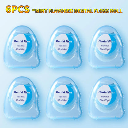 20PCS/12PCS/6PCS/2PCS dental floss roll - mint flavor, 50 meters/roll - suitable for interdental cleaning and oral care tools