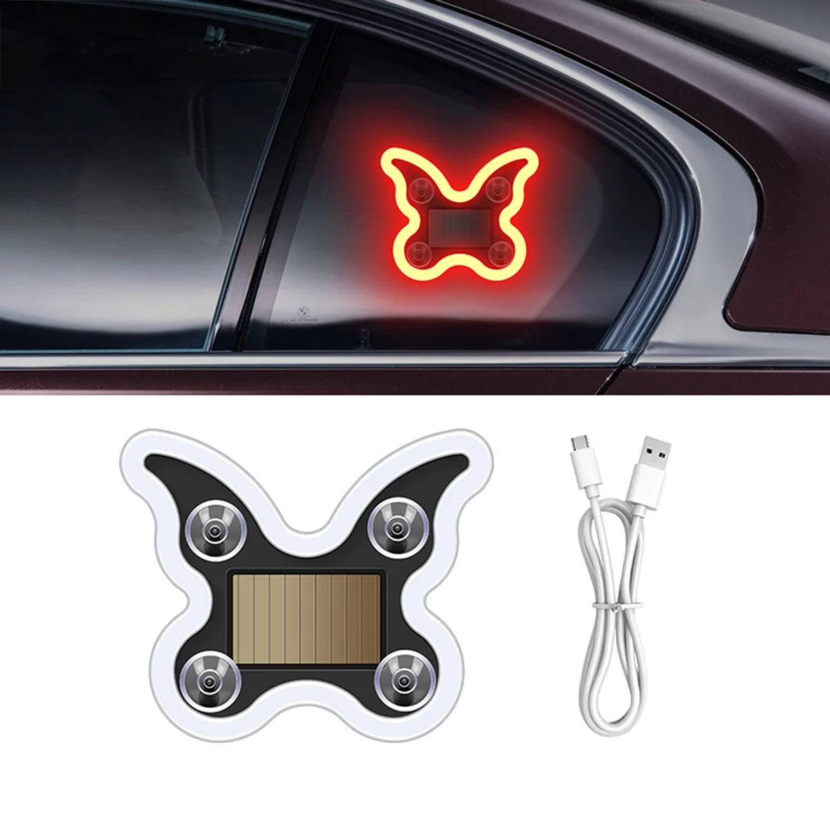 Universal Solar Atmosphere Light Heart-shaped Dynamic Gradient LED Fit Car Interior Ambient Light Decoration Accessory RGB