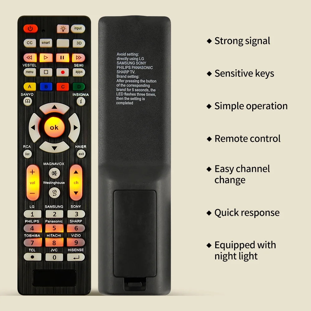 Universal RC-G008 Replcement Remote Control for  All models and brands TV with Light in the night