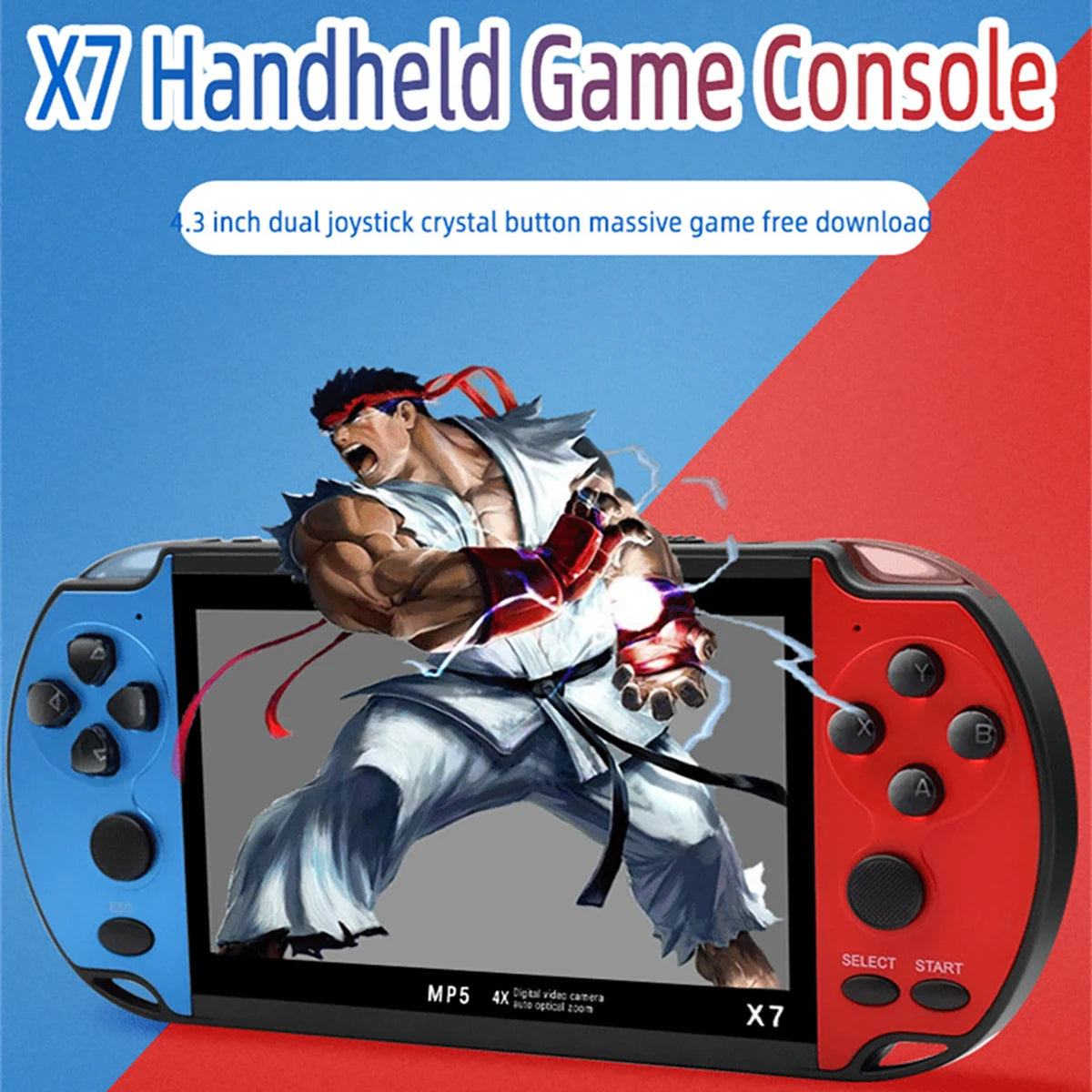 GAMINJA X7 4.3inch Built-in 9000+ Games Handheld Game Console TFT Screen Video Game Player HD Game For GBA GBC NES GBC