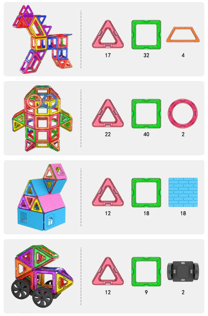 large Magnetic tiles Designer Magnet Building Blocks Accessories Educational Constructor Toys For Children Kids Girls Set Gift