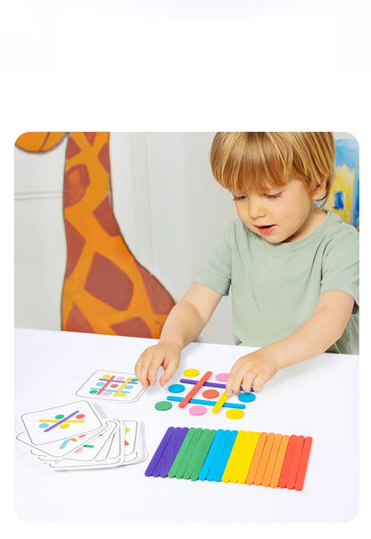 Kids Rainbow Stick Thinking Puzzle Wooden DIY Ice Cream Stick Puzzle Challenge Table Games Montessori Educational Children Toys