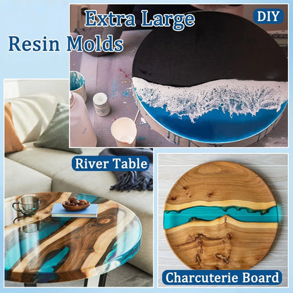 Large Round Tray UV Resin Mold Crystal Desk Silicone Mold DIY River Table Mold Fruit Disc Tea Plate Coaster Making Mold Tools
