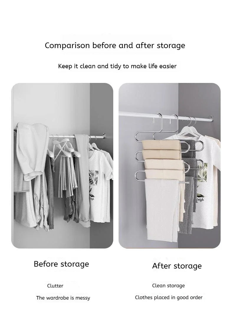 5 Layers Multi-functional Clothes Hangers Non-slip Pant Storage Rack Cloth Rack with Multiple Functions for Hanging and Storage