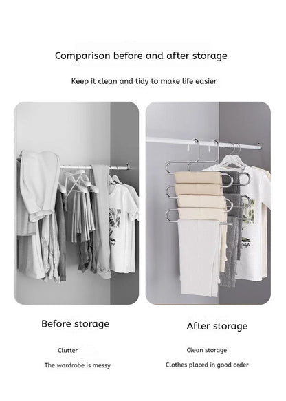 5 Layers Multi-functional Clothes Hangers Non-slip Pant Storage Rack Cloth Rack with Multiple Functions for Hanging and Storage