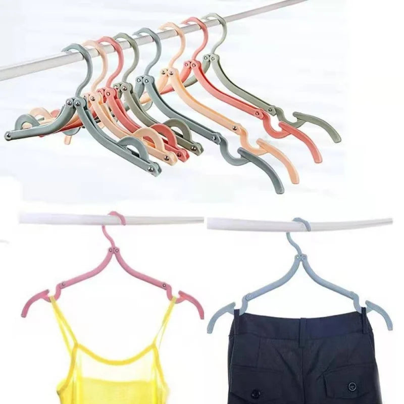 5pcs/10pcs Foldableable Portable Clothes Hanger Travel Portable Clothes Hanging Rack Multi-functional Storage Home Business Trip