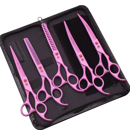 Pet Grooming Scissors Purple Dragon Japan Stainless Pink Curved Scissors For Dogs Dog Thinning Scissors Pet Chunker Shears Z3003