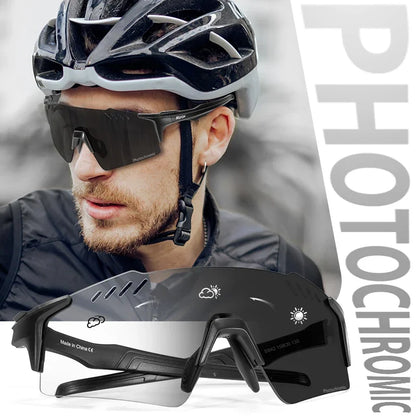 SCVCN Red Photochromic UV400 Sunglasses Cycling Glasses Sports for Men Mountain Bike Road Bicycle Eyewear Fashion Goggles MTB