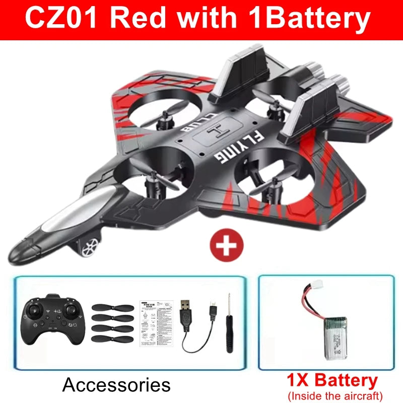 Remote Control Fighter Foam Glider Electric Stunt UAV Airplane Helicopter with LED Lights Aircraft Model RC Toy for Kids Boys