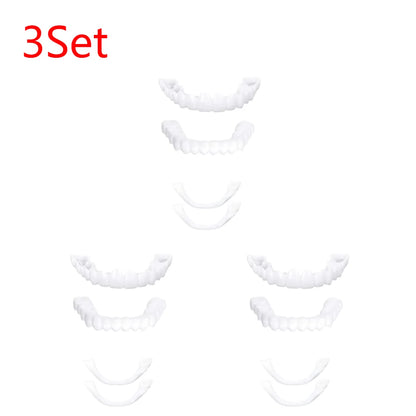 1-5Set Upper Lower Temporary Fit Fake Teeth Cosmetic Denture Smile Veneers False Teeth Brace Cover Upper False Tooth Cover Snap